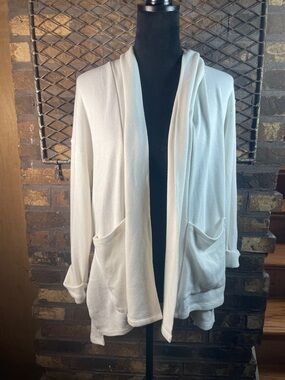 Gentle Fawn Women's White Open-Front Pocket Cardigan Sweater S